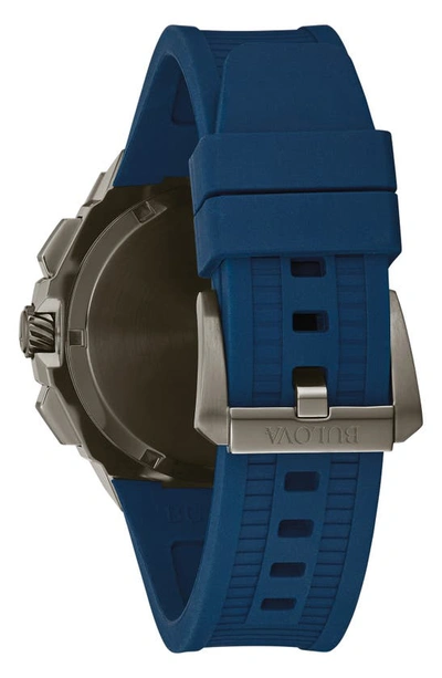 Shop Bulova Series X Chronograph Rubber Strap Watch, 45mm In Blue/ Two-tone