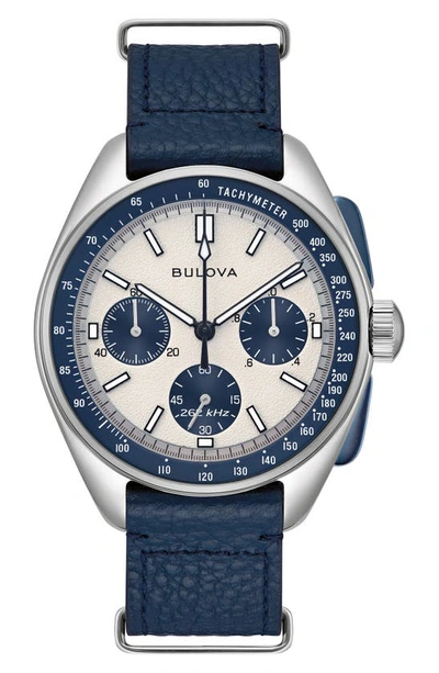 Bulova Men's Chronograph Archive Lunar Pilot Stainless Steel Bracelet Watch Box Set 44mm In Silverone