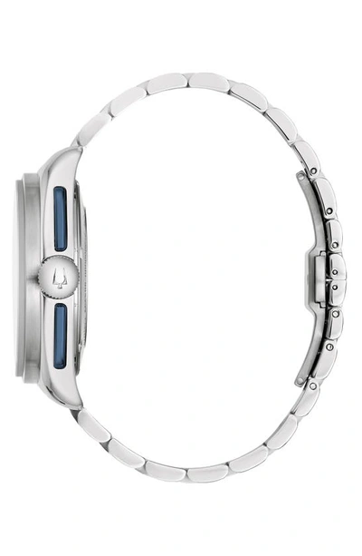 Bulova Men's Chronograph Archive Lunar Pilot Stainless Steel Bracelet Watch Box Set 44mm In Silverone