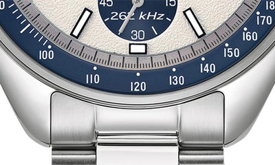 Bulova Men's Chronograph Archive Lunar Pilot Stainless Steel Bracelet Watch Box Set 44mm In Silverone
