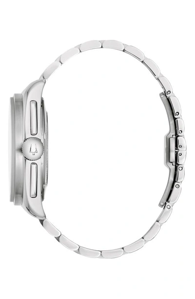 Bulova Men's Chronograph Archive Lunar Pilot Stainless Steel Bracelet Watch Box Set 44mm In Silverone