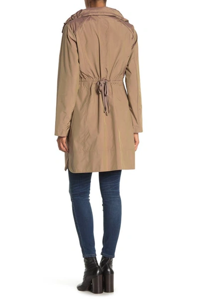 Shop Cole Haan Packable Hooded Rain Jacket In Champagne