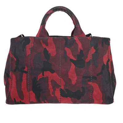 Shop Prada Canapa Red Canvas Tote Bag ()