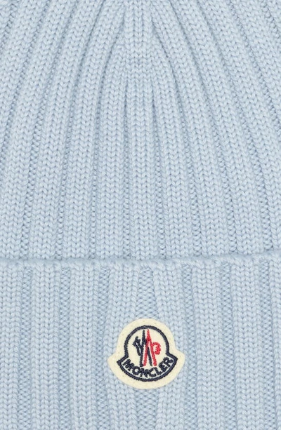 Shop Moncler Rib Virgin Wool Beanie In Blue