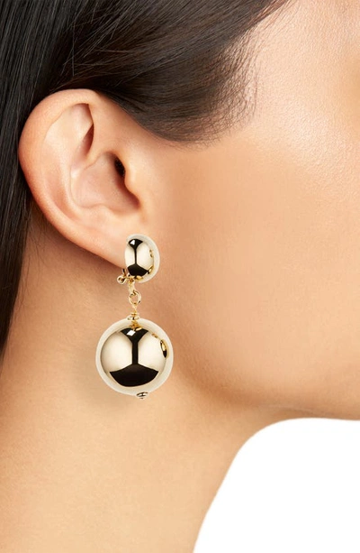Shop Carolina Herrera Double Ball Drop Earrings In Gold