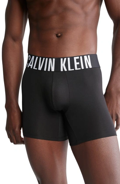 Shop Calvin Klein 3-pack Intense Power Microfiber Boxer Briefs In Black/ Black