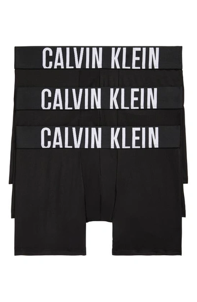 Shop Calvin Klein 3-pack Intense Power Microfiber Boxer Briefs In Black/ Black