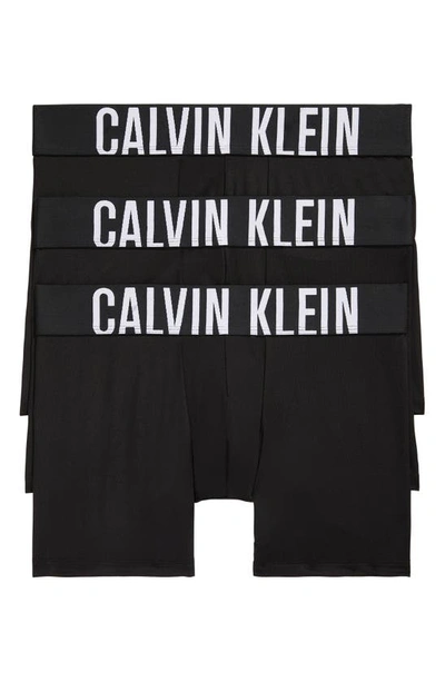 Calvin Klein 3-pack Intense Power Microfiber Boxer Briefs In Black/ Black