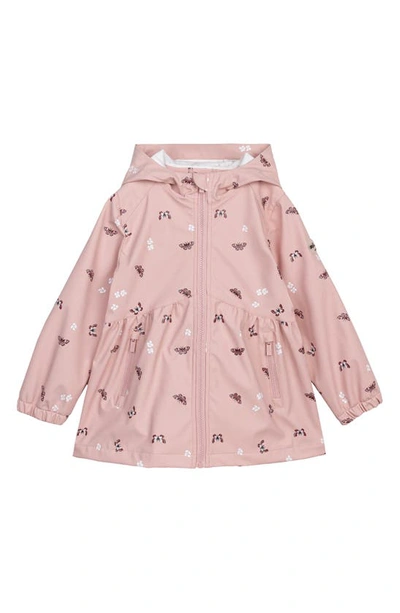Shop Miles The Label Kids' Butterfly Flowers Water Resistant Raincoat In Pink