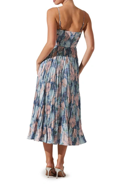 Astr Maeve Floral Midi Sundress In Blue Multi Abstract