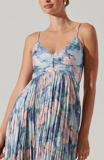 Astr Maeve Floral Midi Sundress In Blue Multi Abstract
