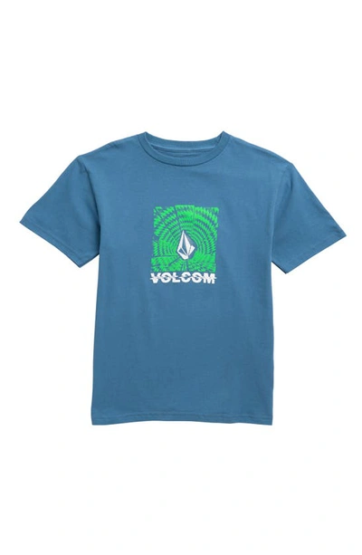Shop Volcom Kids' Occulator Cotton Graphic T-shirt In Dark Blue
