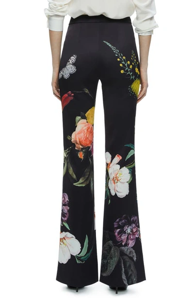 Shop Alice And Olivia Ronnie Floral Flare Pants In Black Essential Floral