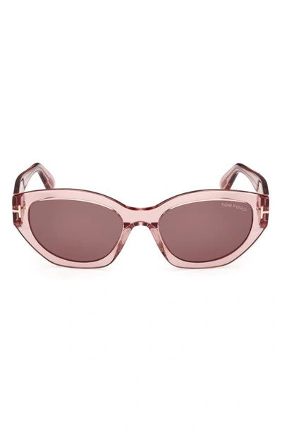 Shop Tom Ford Penny 55mm Geometric Sunglasses In Shiny Dusty Rose / Brown