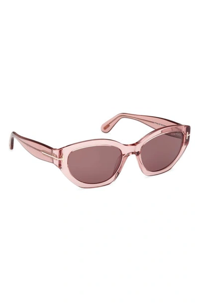 Shop Tom Ford Penny 55mm Geometric Sunglasses In Shiny Dusty Rose / Brown