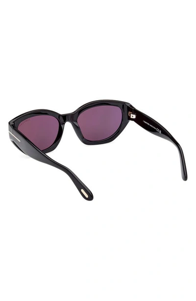 Shop Tom Ford Penny 55mm Geometric Sunglasses In Shiny Black / Smoke