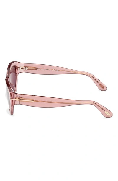 Shop Tom Ford Penny 55mm Geometric Sunglasses In Shiny Dusty Rose / Brown