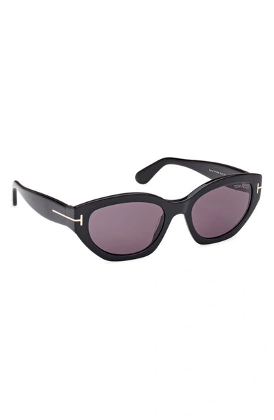 Shop Tom Ford Penny 55mm Geometric Sunglasses In Shiny Black / Smoke