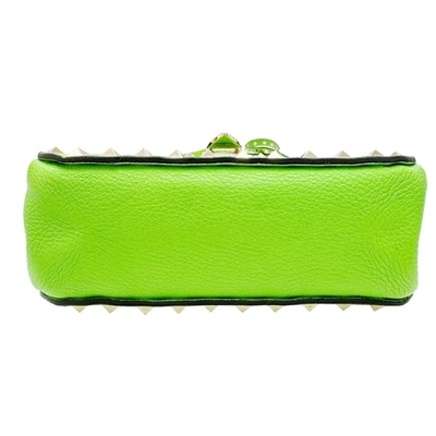 Shop Valentino Garavani Rockstud Green Leather Shopper Bag ()