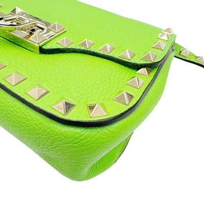 Shop Valentino Garavani Rockstud Green Leather Shopper Bag ()