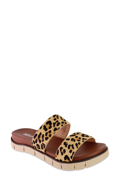 Shop Mia Elori Calf Hair Slide Sandal In Tan/ Brown