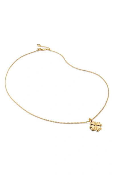 Shop Monica Vinader Clover Pendant Necklace In 18ct Gold Vermeil