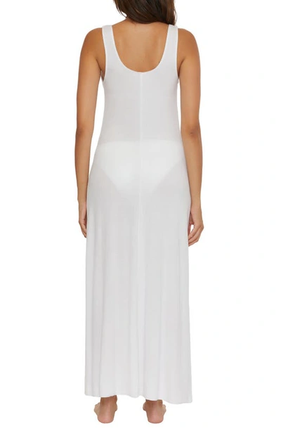 Shop Becca Mykonos Semisheer Ribbed Cover-up Maxi Dress In White