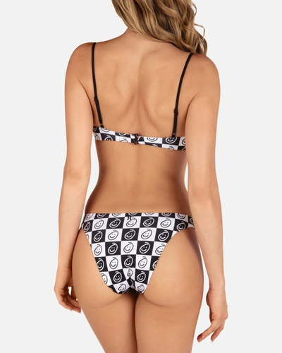 Shop Inmocean Women's Smiley Check Reversible Scoop Bottom In Black,white