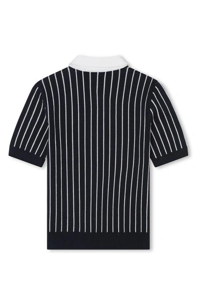Shop Bosswear Kids' Mini Me Stripe Cotton Polo In Navy