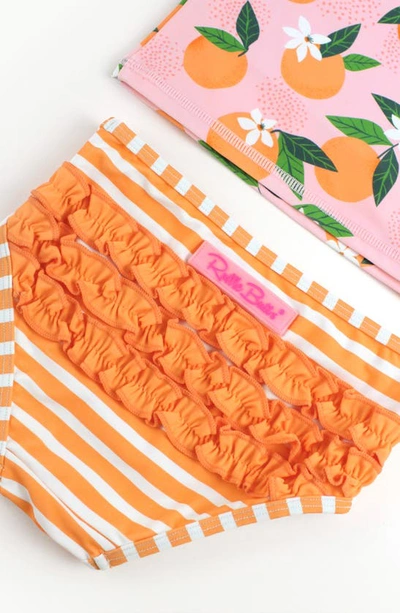 Rufflebutts Orange You The Sweetest Long Sleeve Two-piece Rashguard Swimsuit In Pink