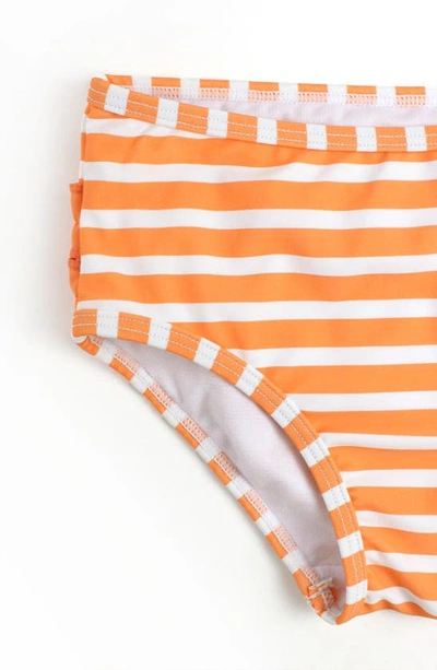 Rufflebutts Orange You The Sweetest Long Sleeve Two-piece Rashguard Swimsuit In Pink