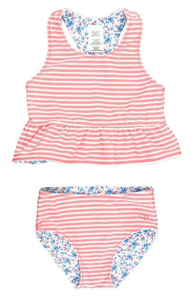 Shop Rufflebutts Kids' Cottage Tea Time Reversible Two-piece Swimsuit In White