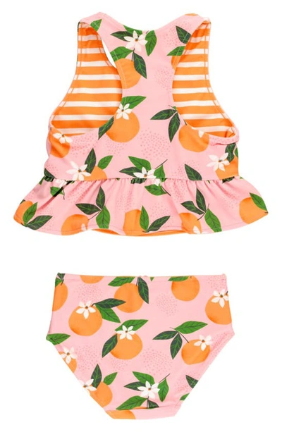 Shop Rufflebutts Kids' Orange You The Sweetest Reversible Two-piece Swimsuit In Pink