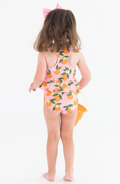 Shop Rufflebutts Kids' Orange You The Sweetest Reversible Two-piece Swimsuit In Pink