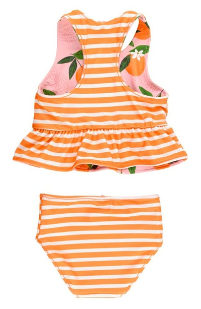 Shop Rufflebutts Kids' Orange You The Sweetest Reversible Two-piece Swimsuit In Pink