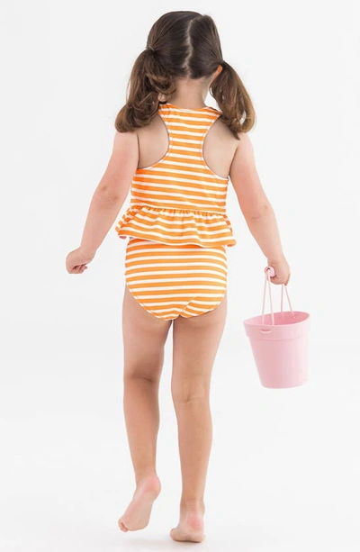 Shop Rufflebutts Kids' Orange You The Sweetest Reversible Two-piece Swimsuit In Pink