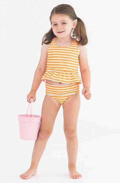 Shop Rufflebutts Kids' Orange You The Sweetest Reversible Two-piece Swimsuit In Pink