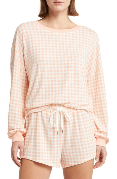Shop Honeydew Intimates Star Seeker Brushed Jersey Short Pajamas In Apricot Gingham