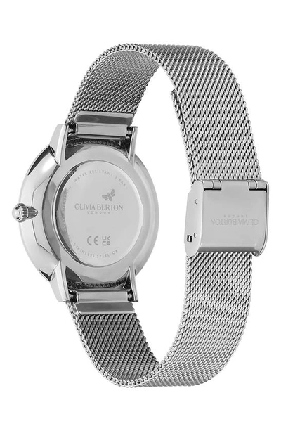 Shop Olivia Burton Signature Butterfly Leather Strap Watch, 28mm In Silver White