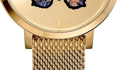 Shop Olivia Burton Signature Butterfly Mesh Strap Watch, 28mm In Gold