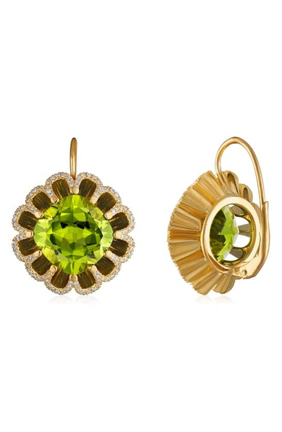 Shop Mindi Mond Floating Peridot & Diamond Drop Earrings In Gold/ Peridot/ Diamond