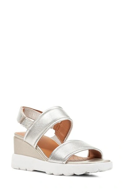 Shop Geox Spherica Wedge Sandal In Light Gold