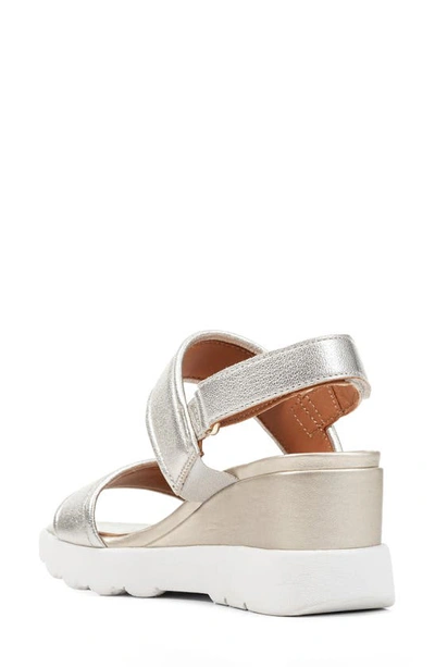 Shop Geox Spherica Wedge Sandal In Light Gold