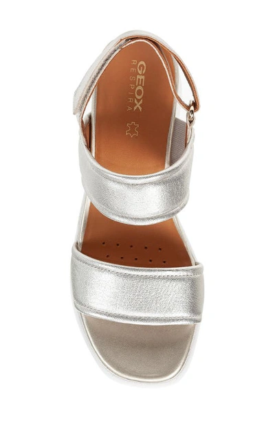 Shop Geox Spherica Wedge Sandal In Light Gold