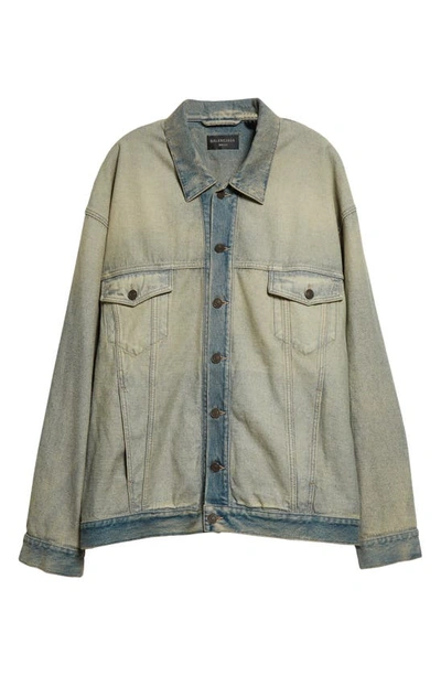 Shop Balenciaga Inside Out Oversize Denim Jacket In Organic Light Indigo Denim