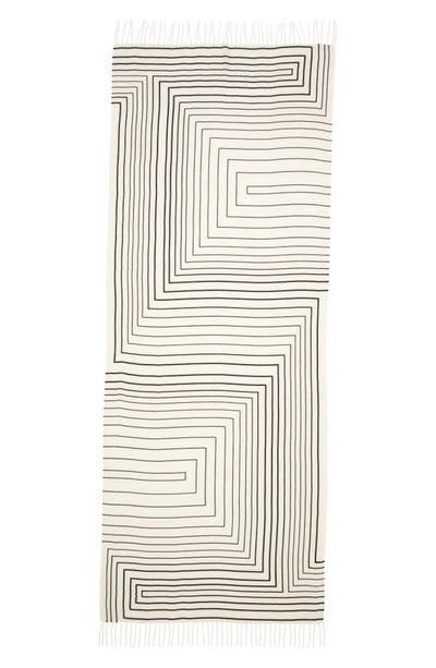 Nordstrom Tissue Print Wool & Cashmere Wrap Scarf In Ivory Labyrinthine Stripe