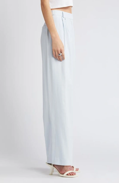 Shop Open Edit High Waist Wide Leg Trousers In Blue Illusion