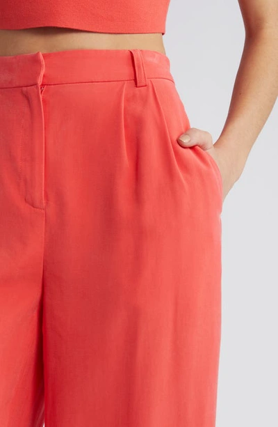 Shop Open Edit High Waist Wide Leg Trousers In Red Cayenne