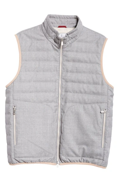 Shop Brunello Cucinelli Lightweight Virgin Wool Down Vest In Peal Grey