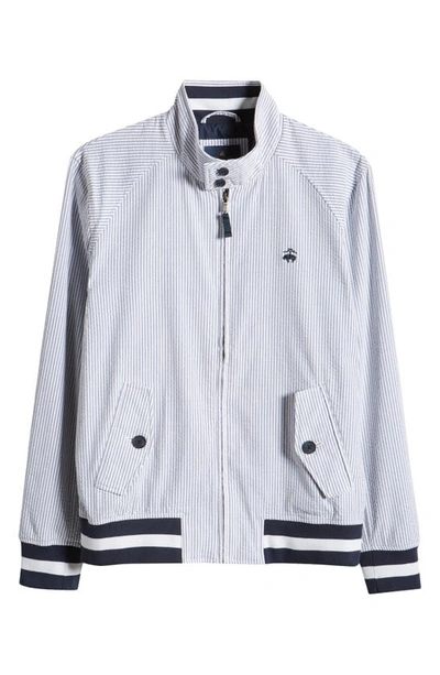 Shop Brooks Brothers Out Harrington Seersucker Jacket In Blue/ Ivory Stripe